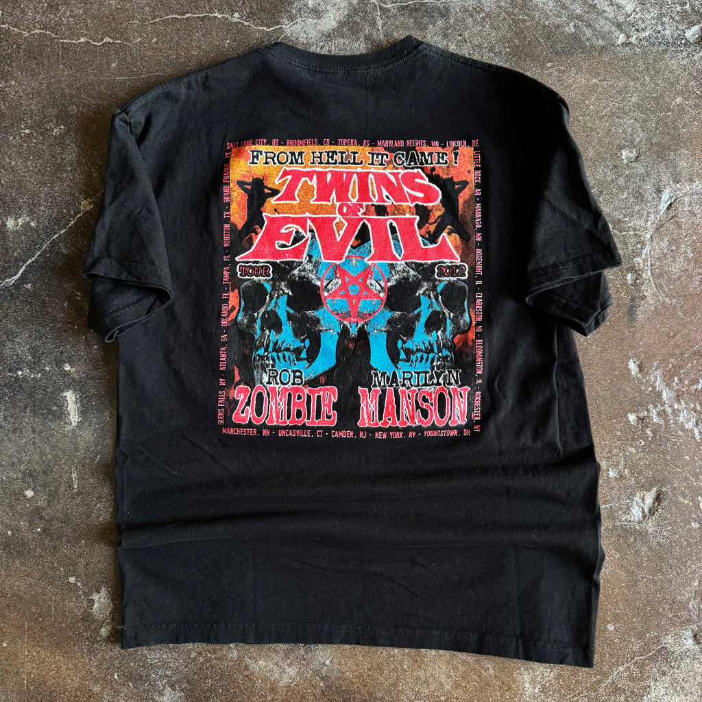 Back view of Rob Zombie Marilyn Manson Twins of Evil 2012 tour t-shirt