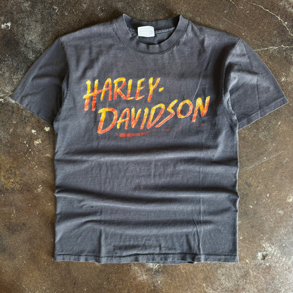 80’s Harley Flame Spellout Faded Tee (M)