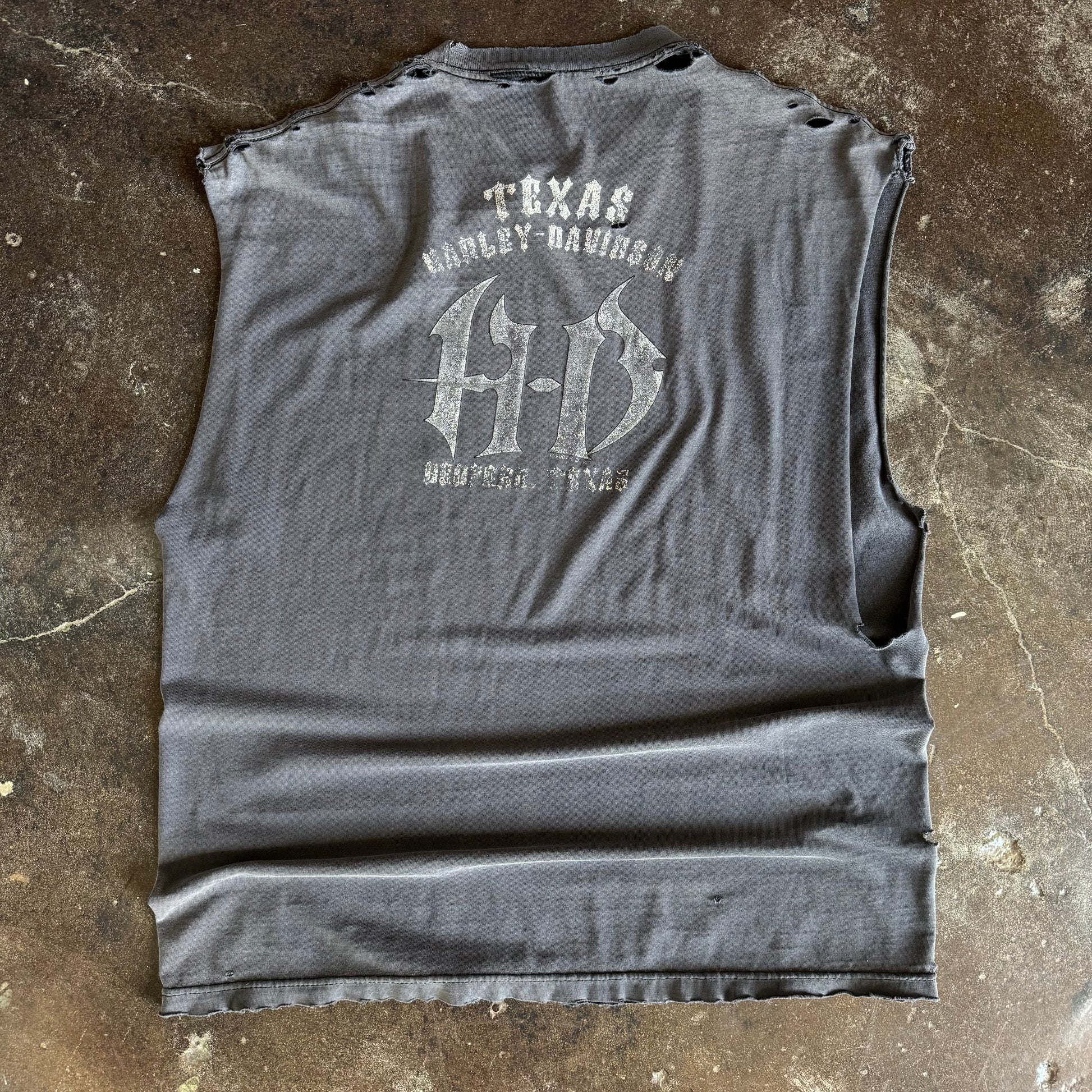 Y2K Sun Faded Harley Texas Longhorn Cutoff Tee (XL)