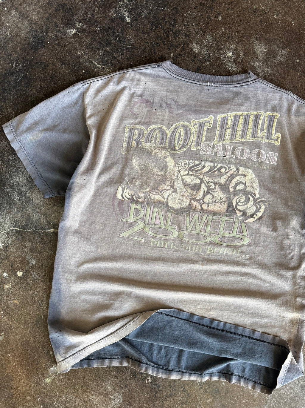 Additional detail on vintage Boot Hill Saloon Daytona Beach tee