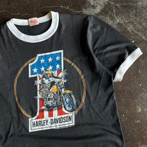 70’s Harley Davidson Racing Breakthrough Ringer Tee (M/L)