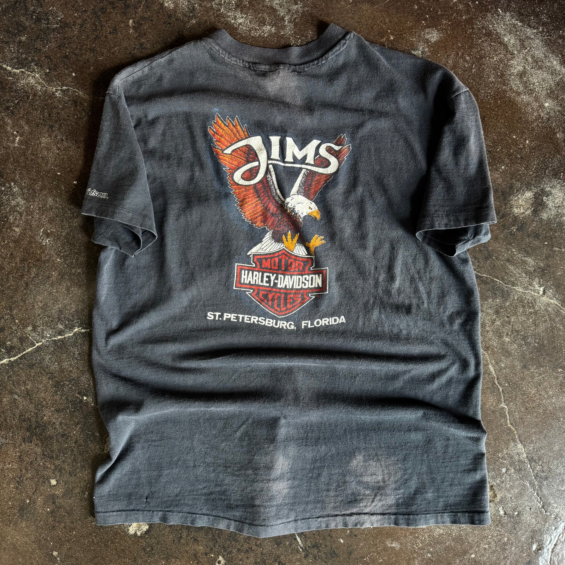 80’s Harley Shining Shield Sun Faded Pocket Tee (XL)