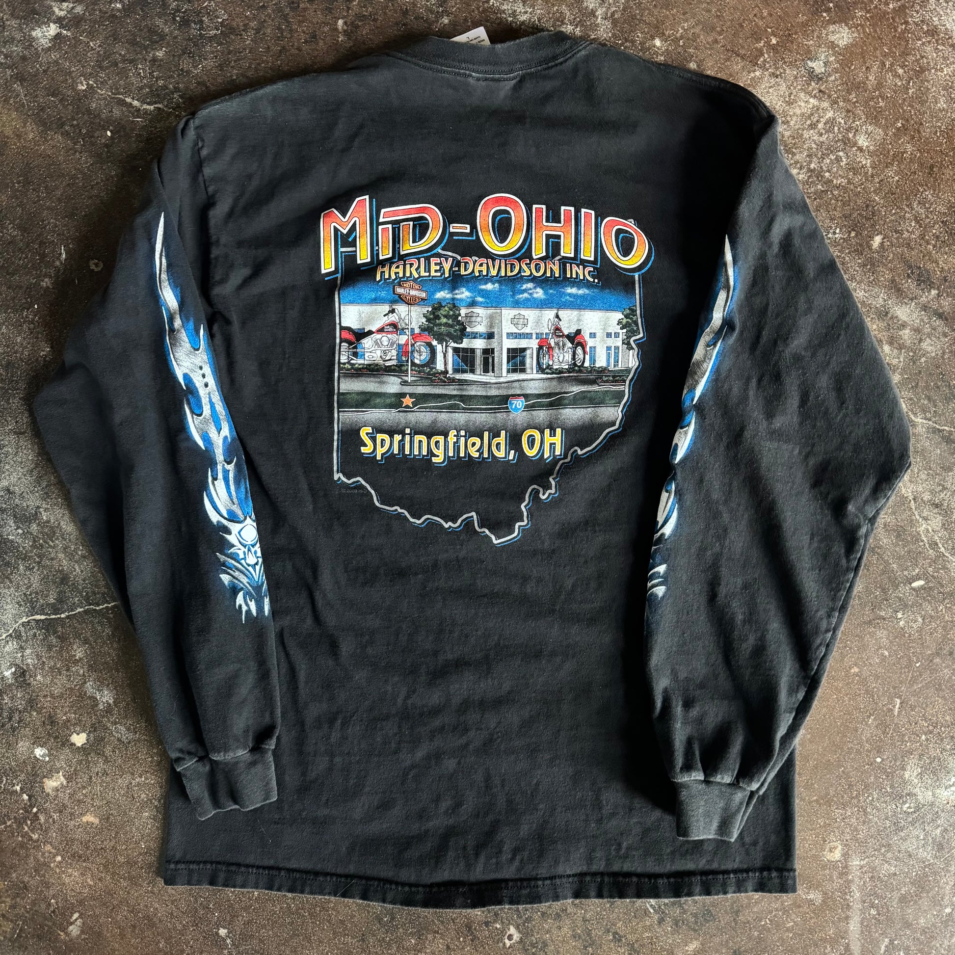 Y2K Harley Flaming Blades Ohio Longsleeve (L)