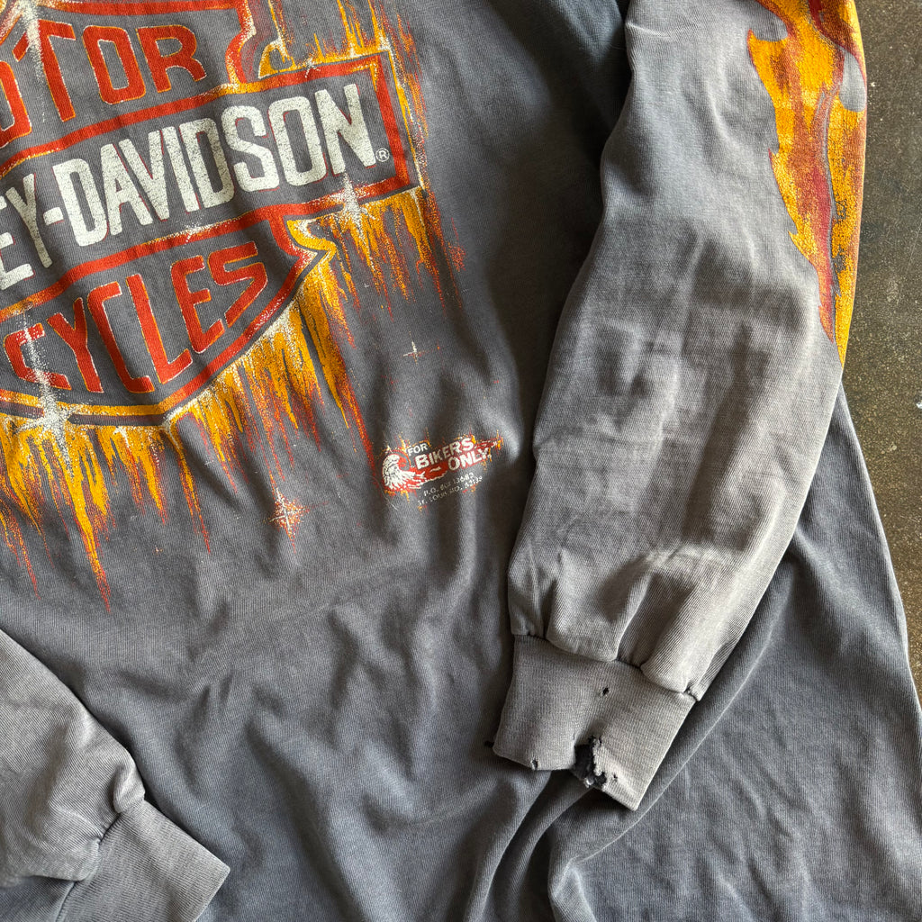 80’s Harley Shining Shield Sun Faded Flame Longsleeve (XL)