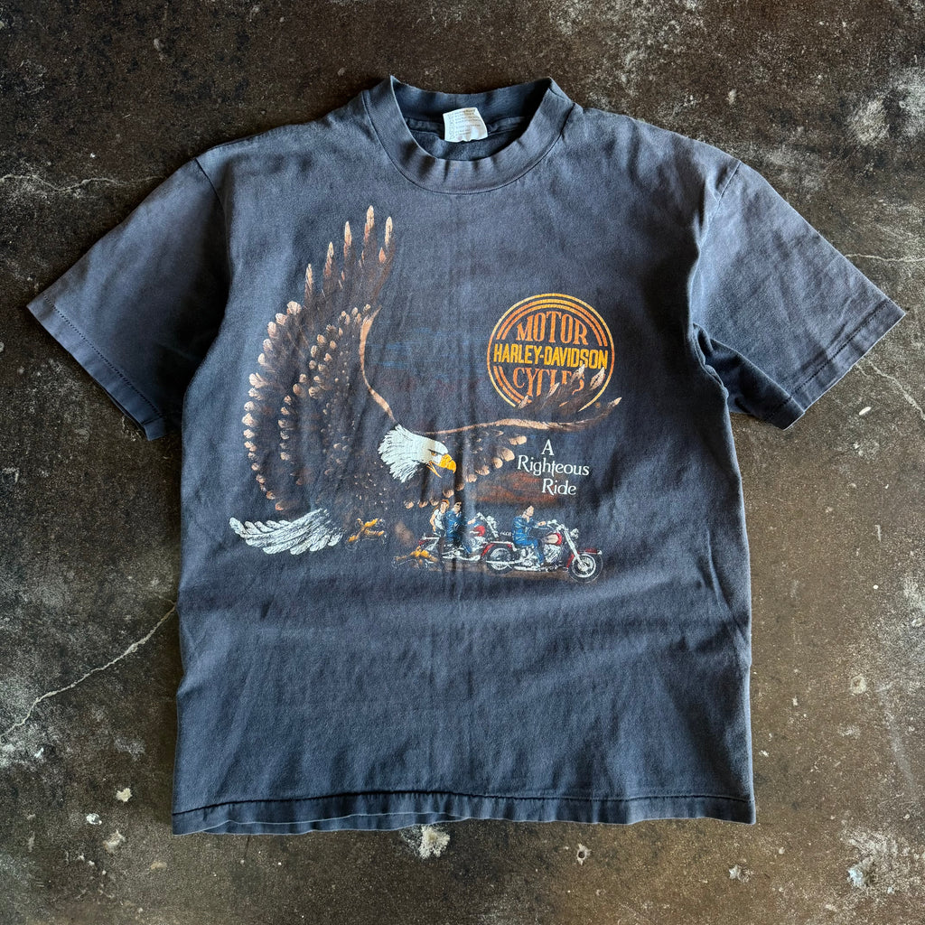 Vintage 1980s Harley-Davidson Righteous Ride eagle faded t-shirt