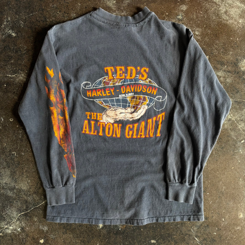 80’s Harley Shining Shield Sun Faded Flame Longsleeve (L)