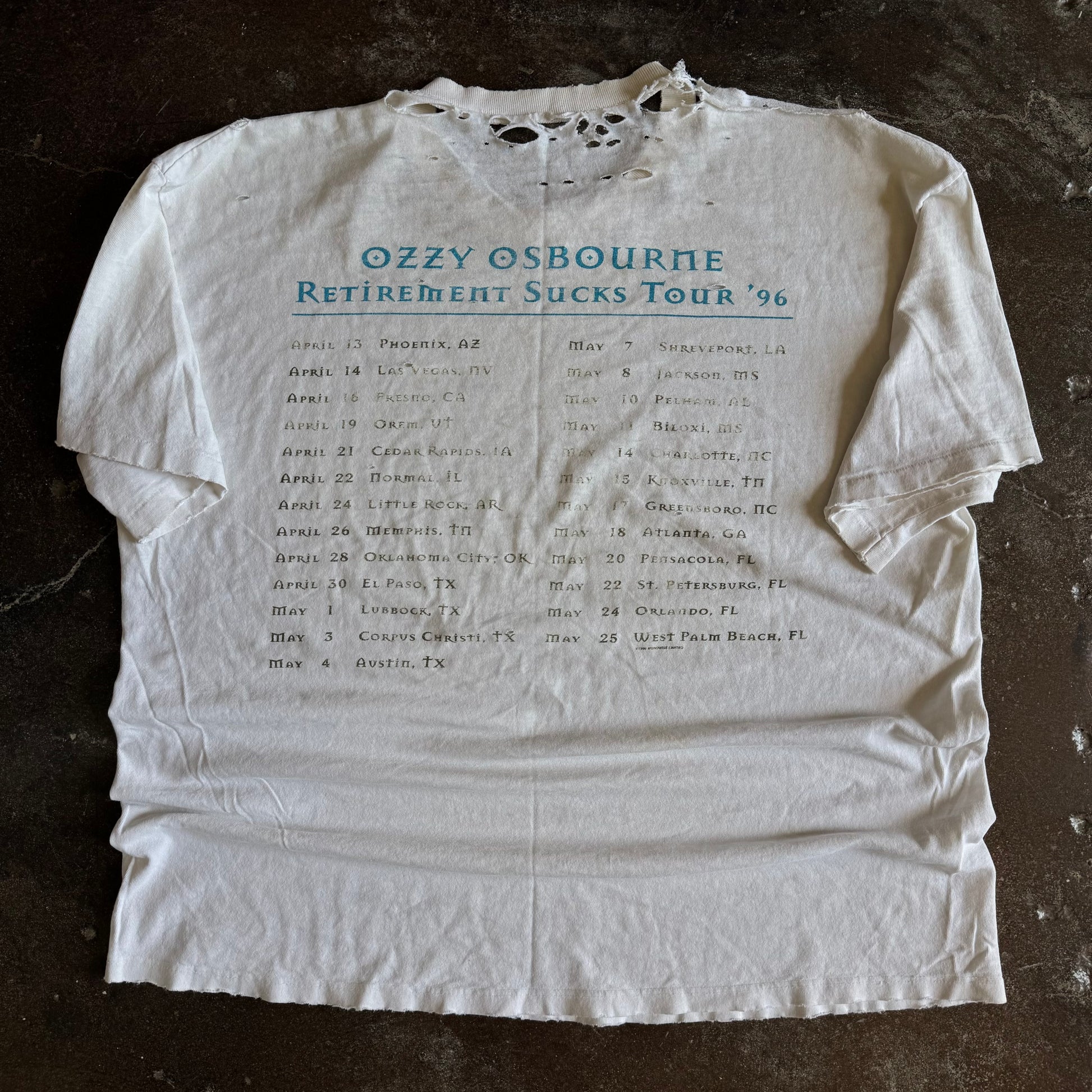 90’s Ozzy Osbourne Distressed/Thrashed Tour Tee (XL)