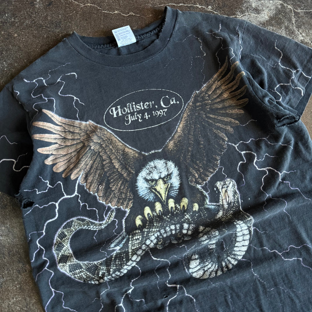 90’s Biker Lightning AOP Snake Tee (L)