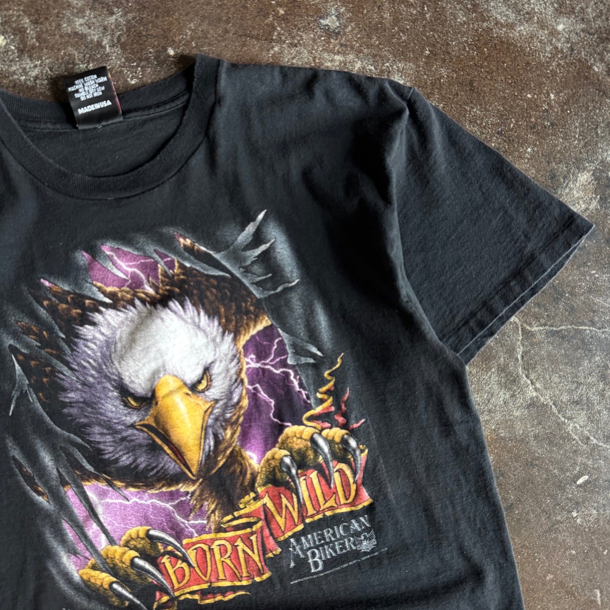 90’s Harley 3D Emblem Born Wild Real Steel Tee (L/XL)
