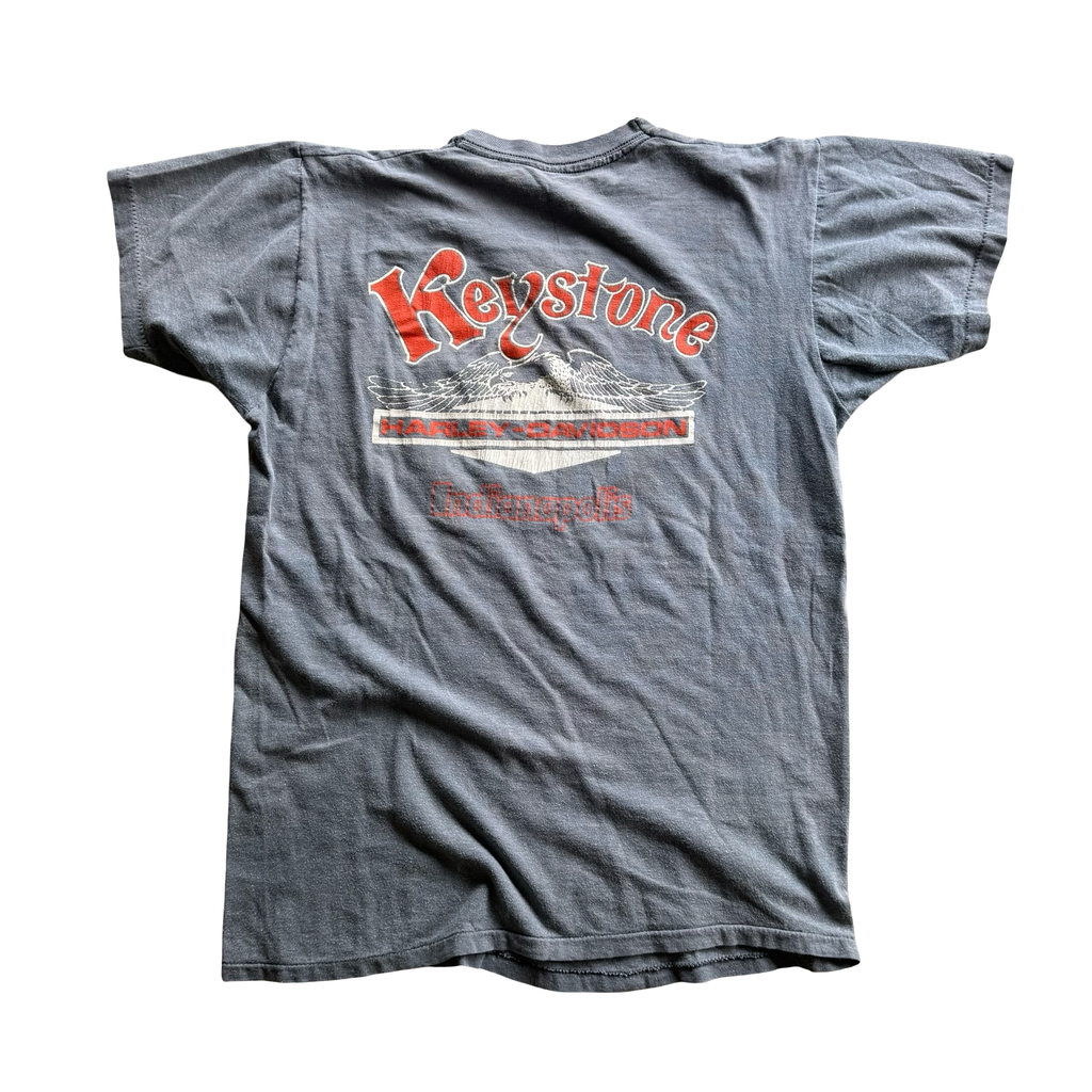 70’a Harley Keystone Spellout Sun Faded Pocket Tee Size L