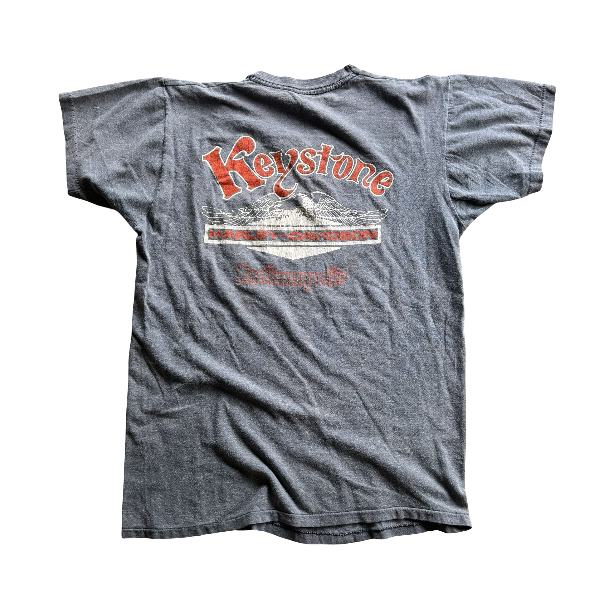 70’a Harley Keystone Spellout Sun Faded Pocket Tee Size L