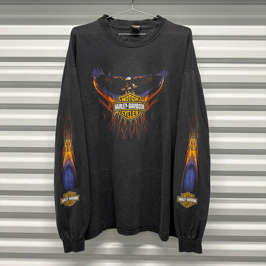 Harley Double Flame Eagle Longsleeve T Shirt Size XXL