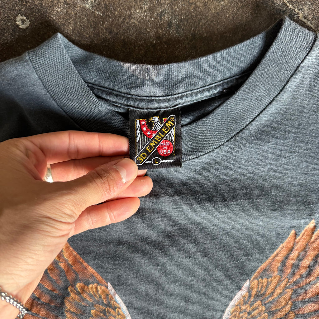 90’s Harley 3D Emblem Rolling Thunder Sun Faded Tee (L)