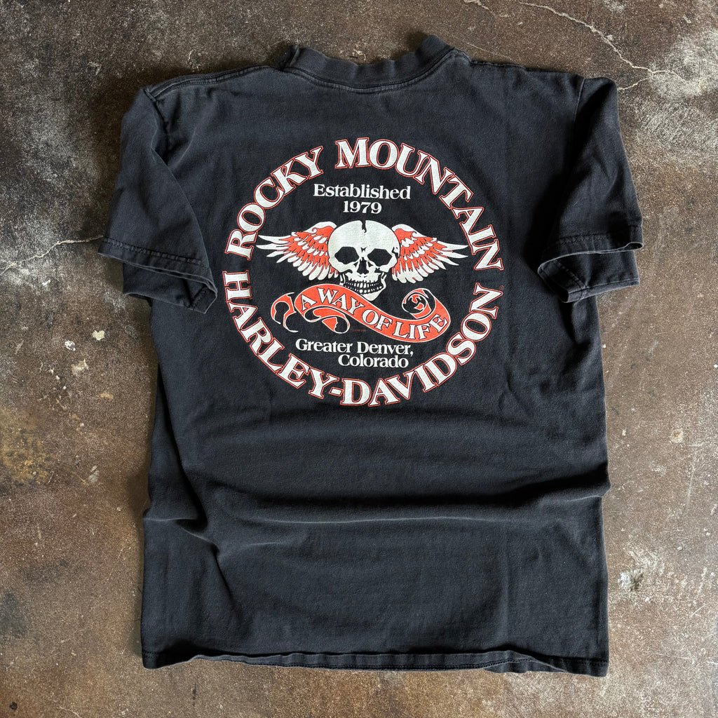 90’s Harley Flaming Banner Rocky Mountain Tee (L)