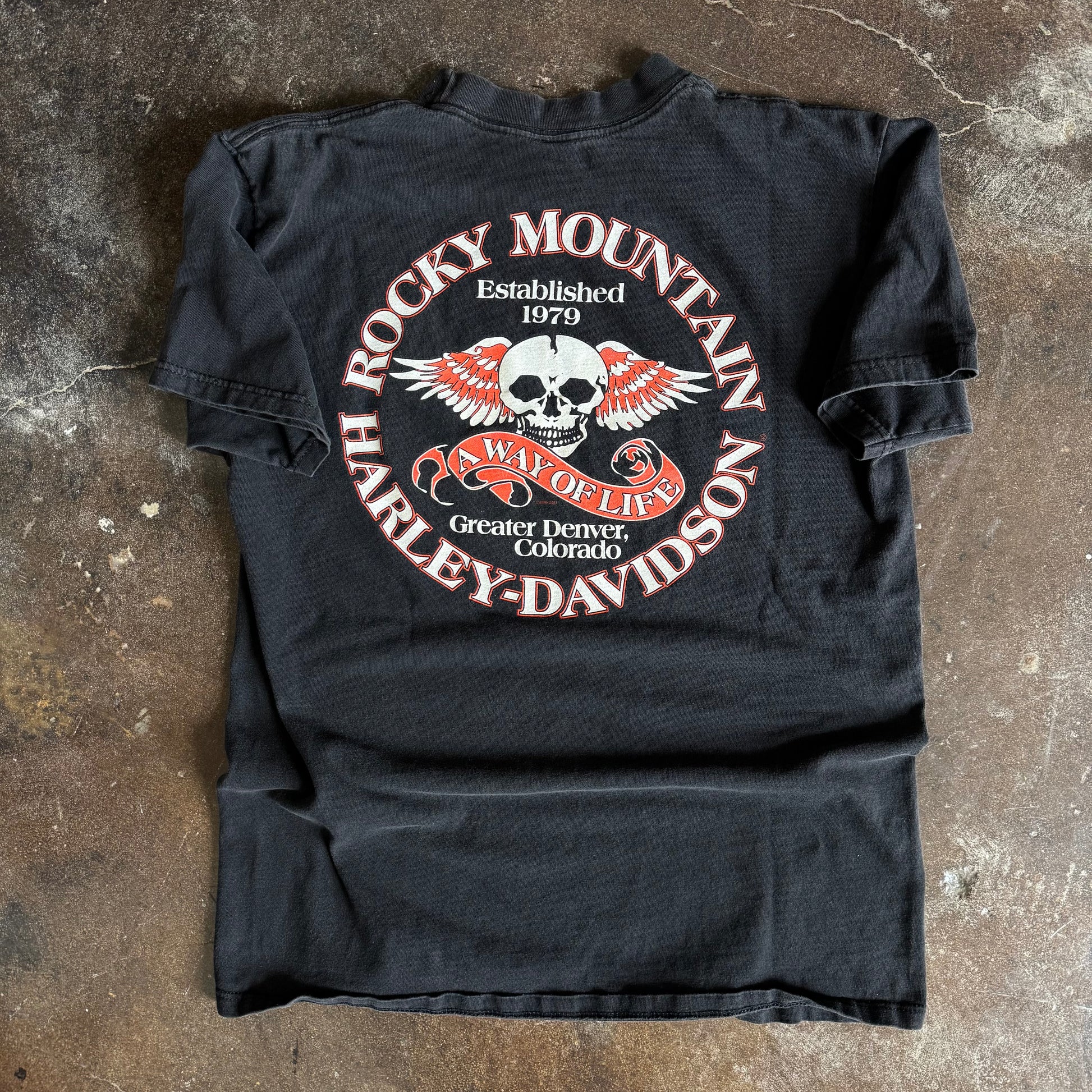 90’s Harley Flaming Banner Rocky Mountain Tee (L)