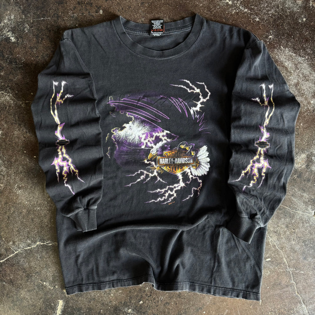 Y2K Harley Purple Lightning Eagle Longsleeve Tee (L)