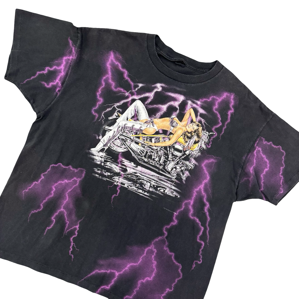 90’s Biker MILF Lightning AOP Tee Size XL