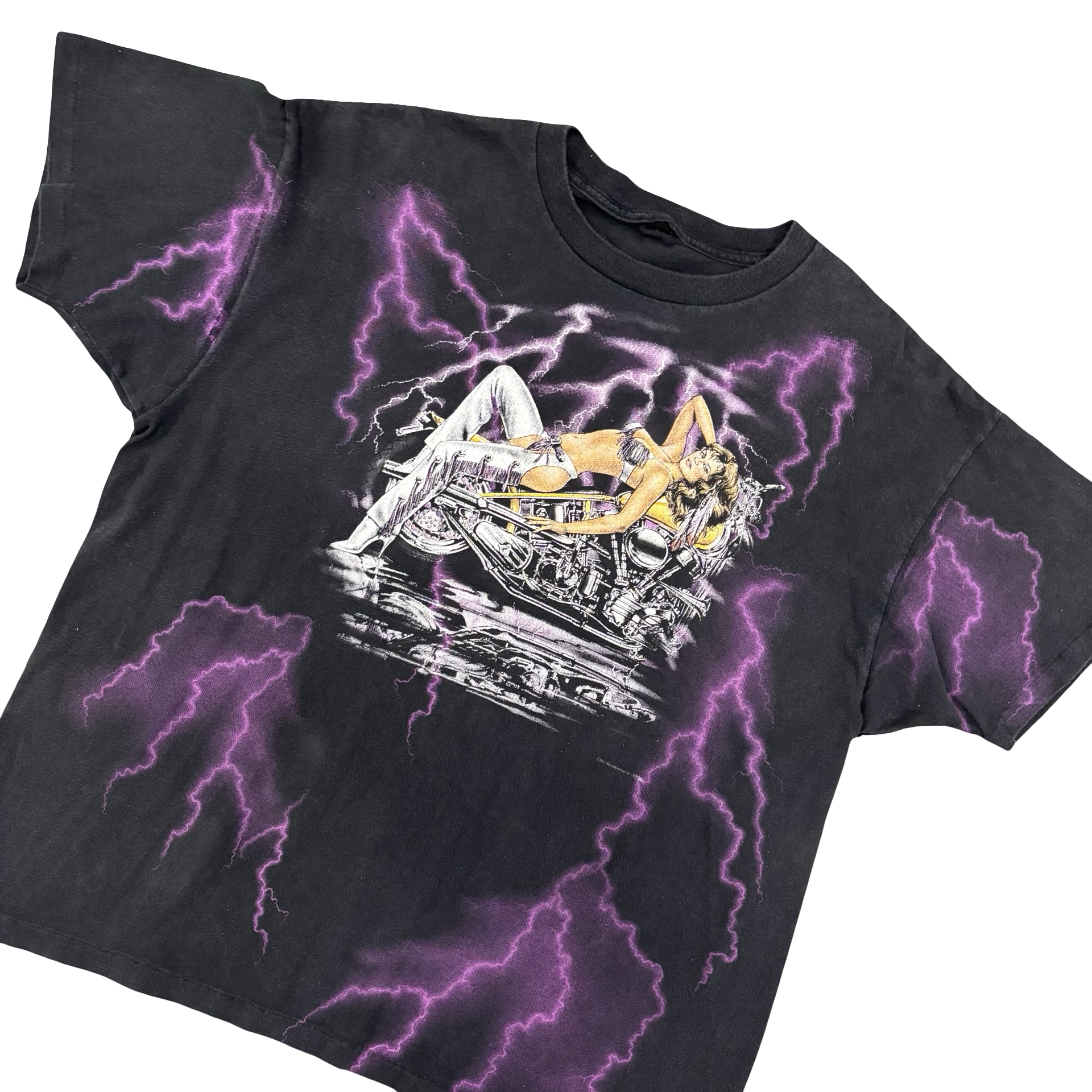 90’s Biker MILF Lightning AOP Tee Size XL