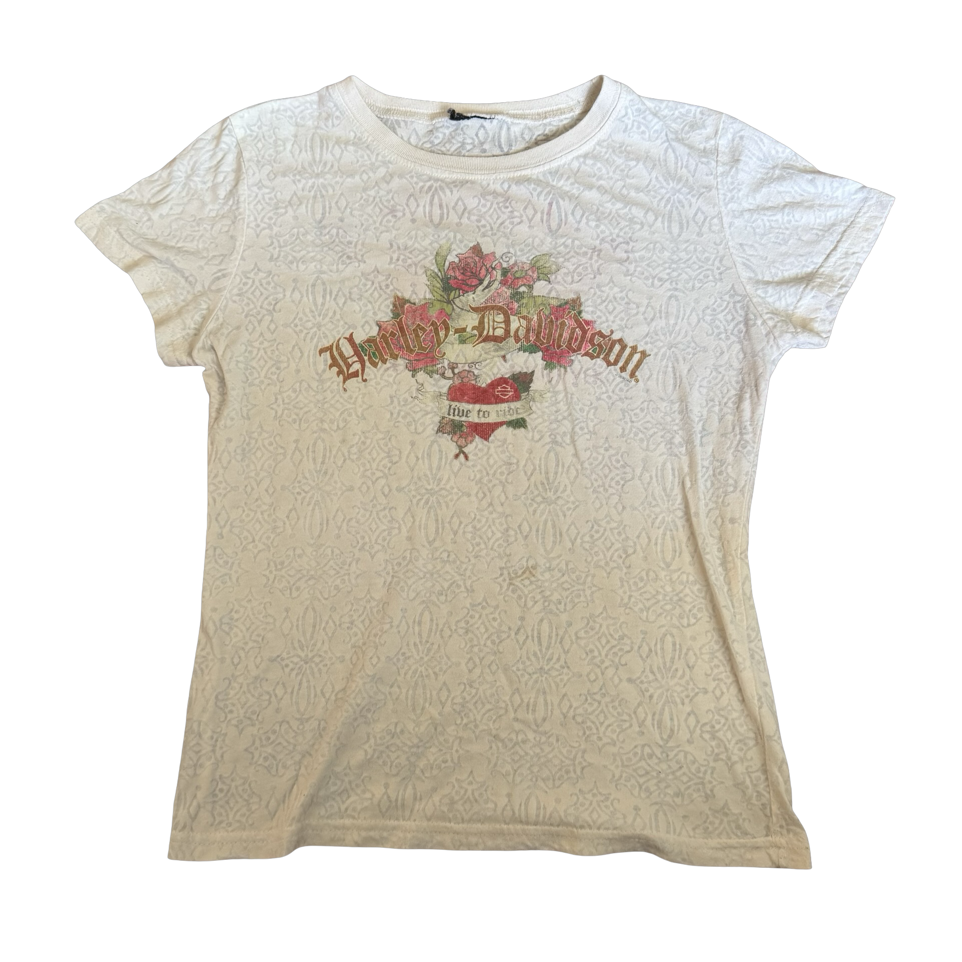 Y2K Harley Women’s See Through Flower Top Tee Size M