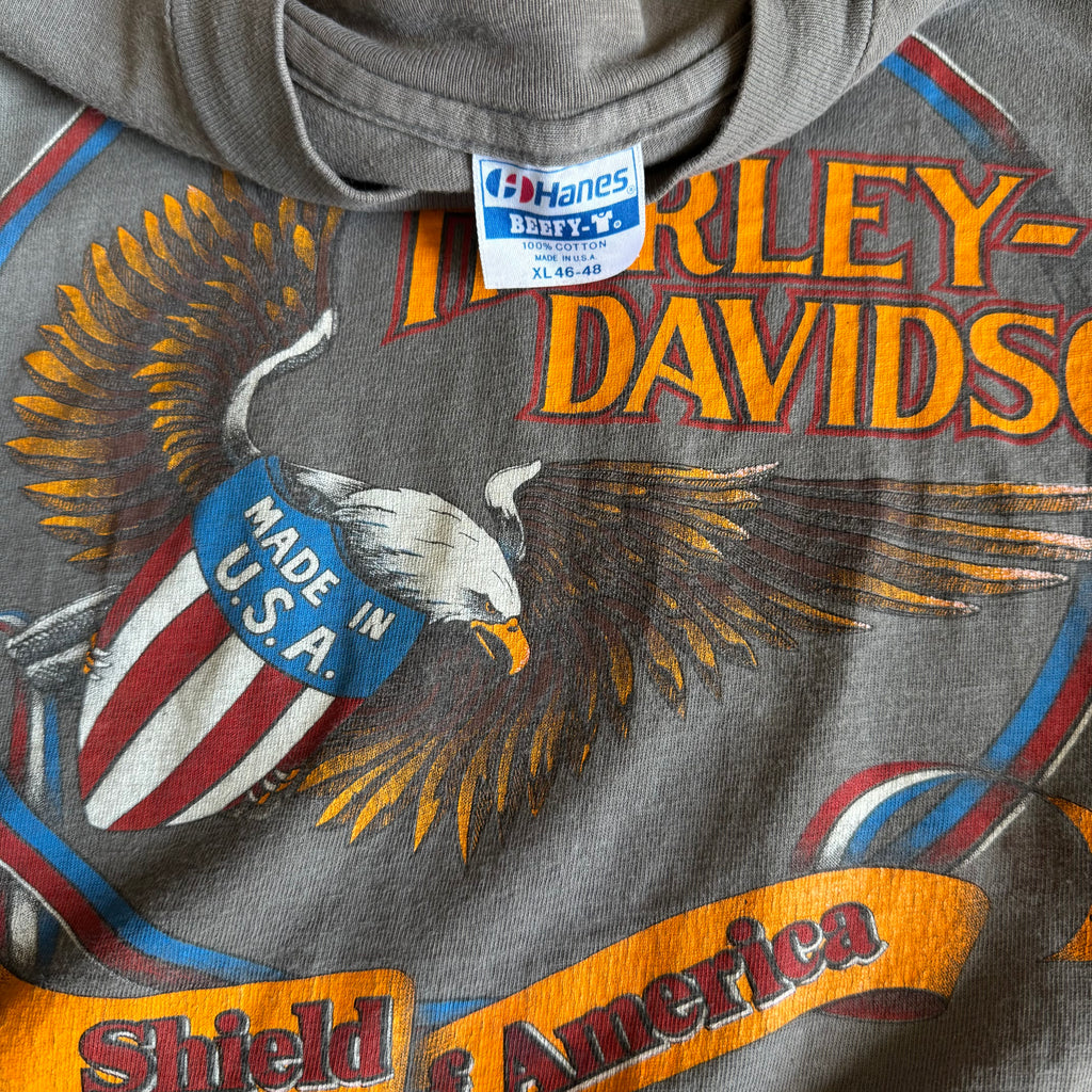80’s Harley Shield Of America Faded Gray Tee (XL)