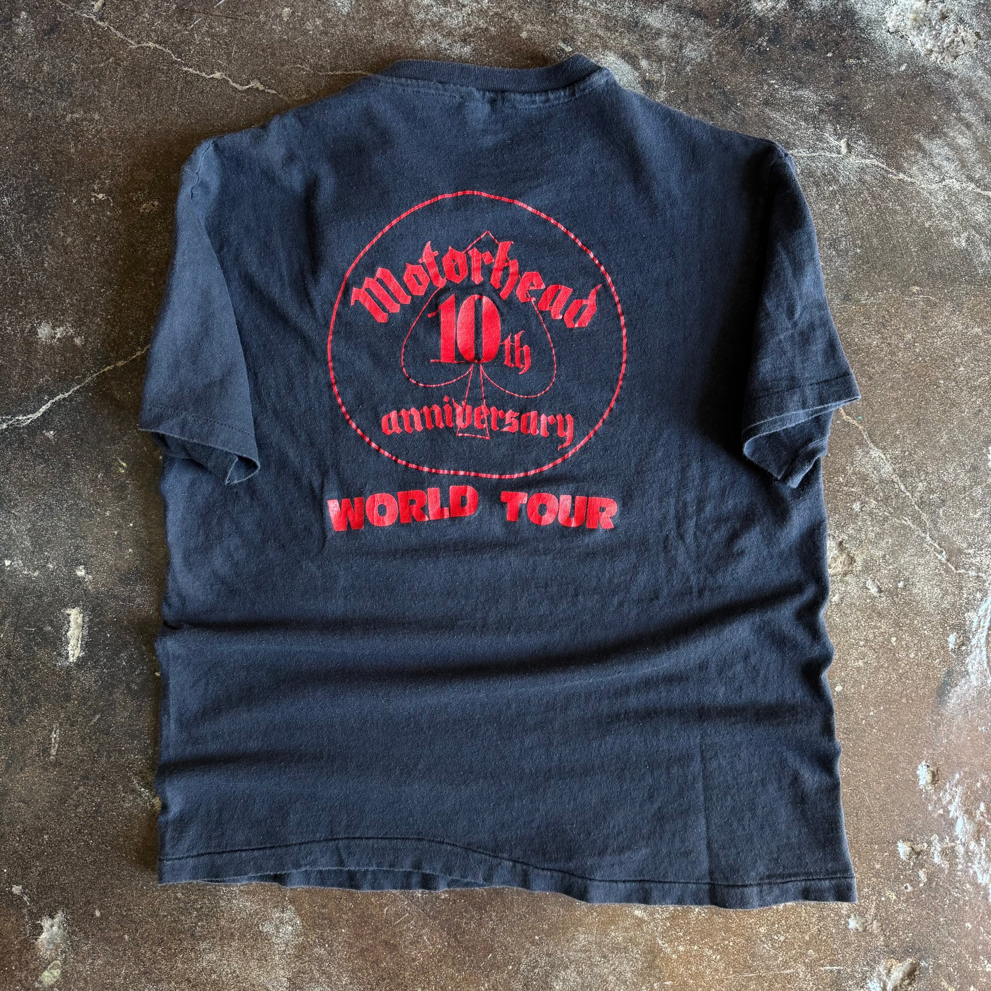 Back view of vintage Motorhead 10th Anniversary World Tour t-shirt