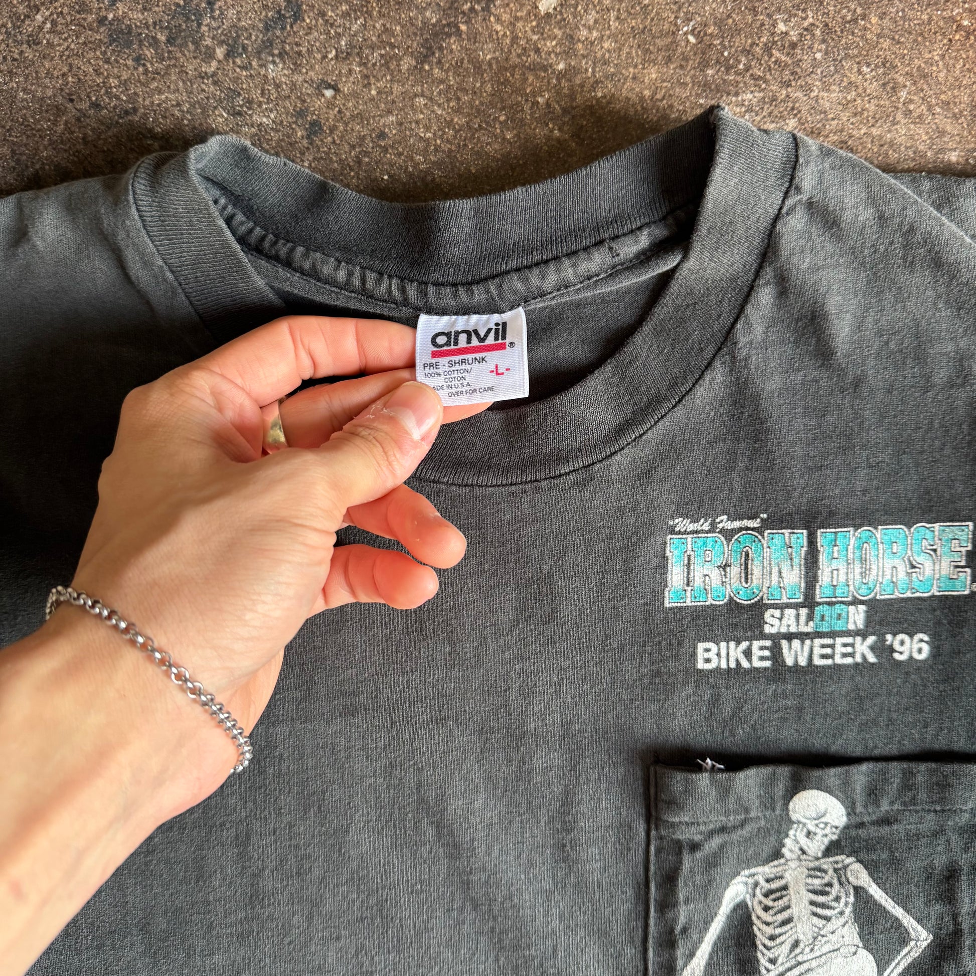 90’s Iron Horse Skeleton AOP Pocket Tee (L)