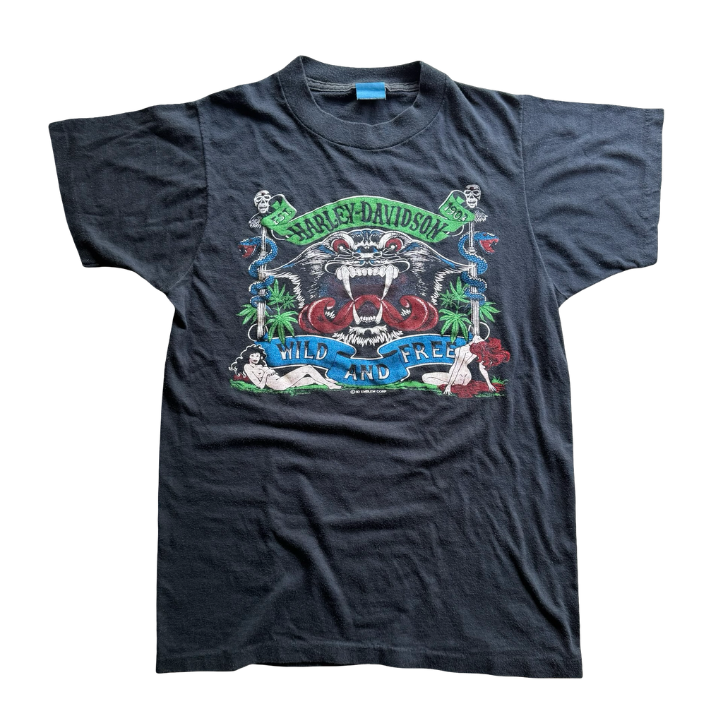 80’s Harley Wild & Free 3D Emblem Tee Size M