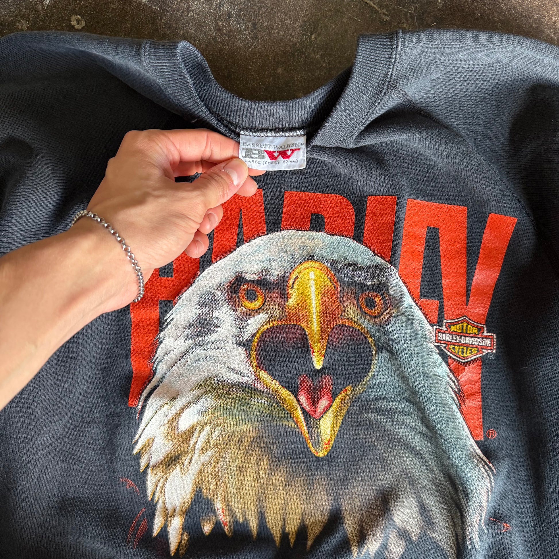 80’s Harley Eagle Big Face NY Sweatshirt (L)