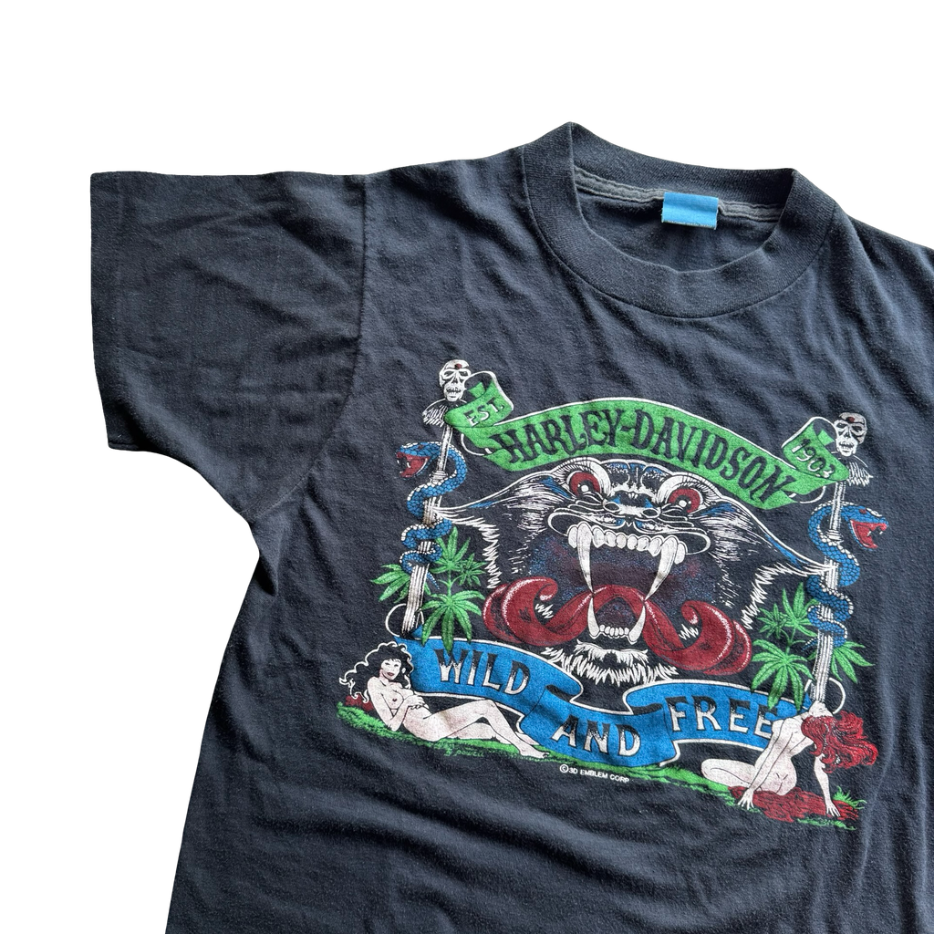 80’s Harley Wild & Free 3D Emblem Tee Size M