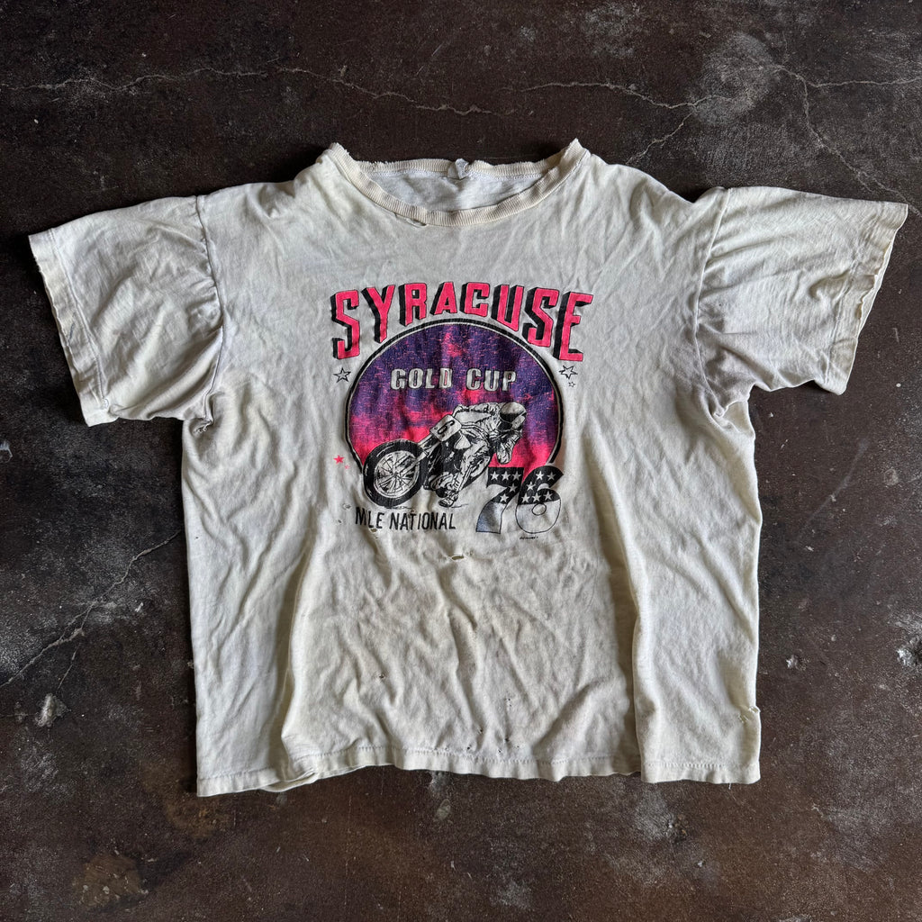 70’s Motorcycle Drag Race Syracuse Gold Cup Tee (L)