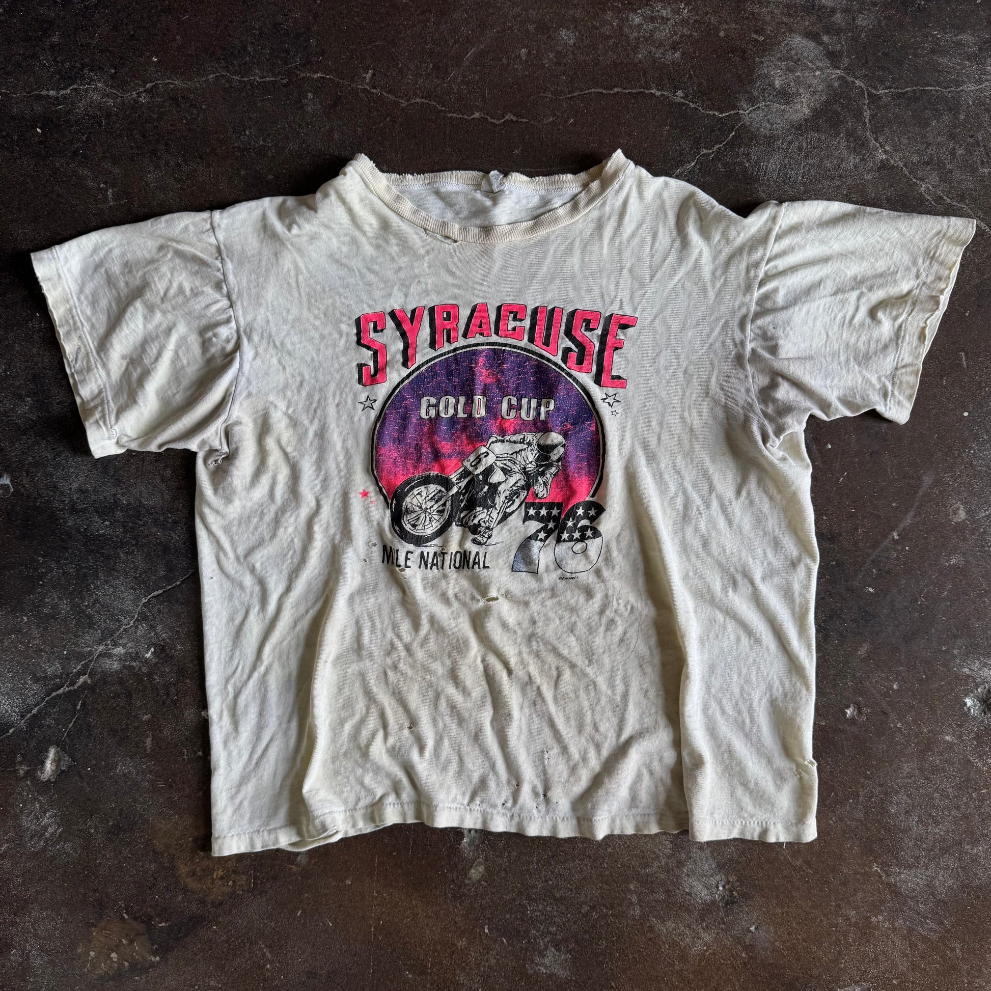 70’s Motorcycle Drag Race Syracuse Gold Cup Tee (L)