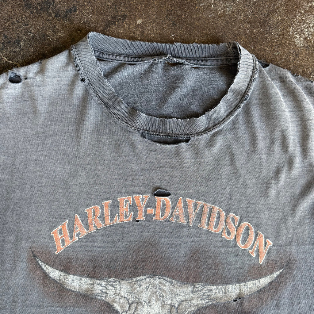 Y2K Sun Faded Harley Texas Longhorn Cutoff Tee (XL)