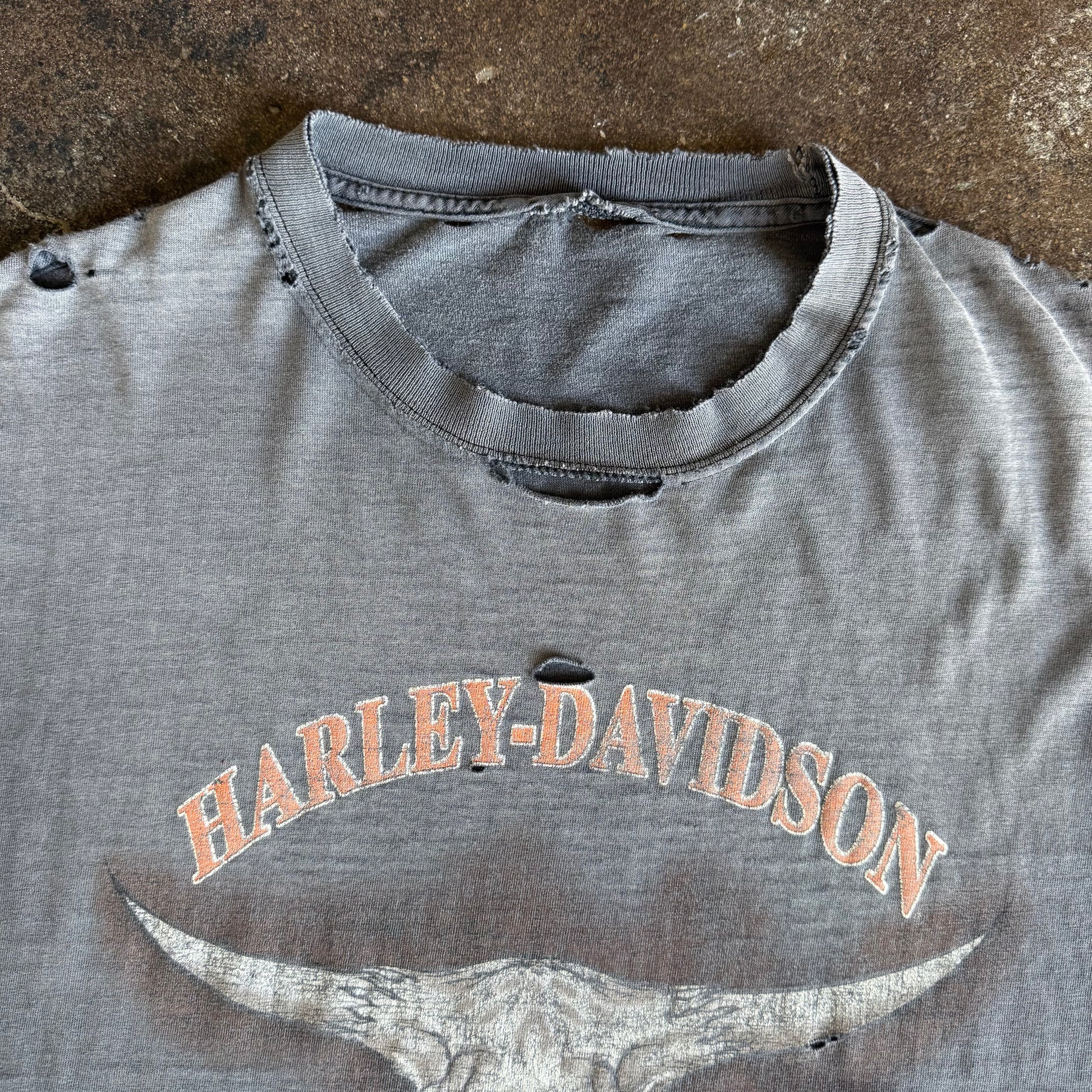 Y2K Sun Faded Harley Texas Longhorn Cutoff Tee (XL)