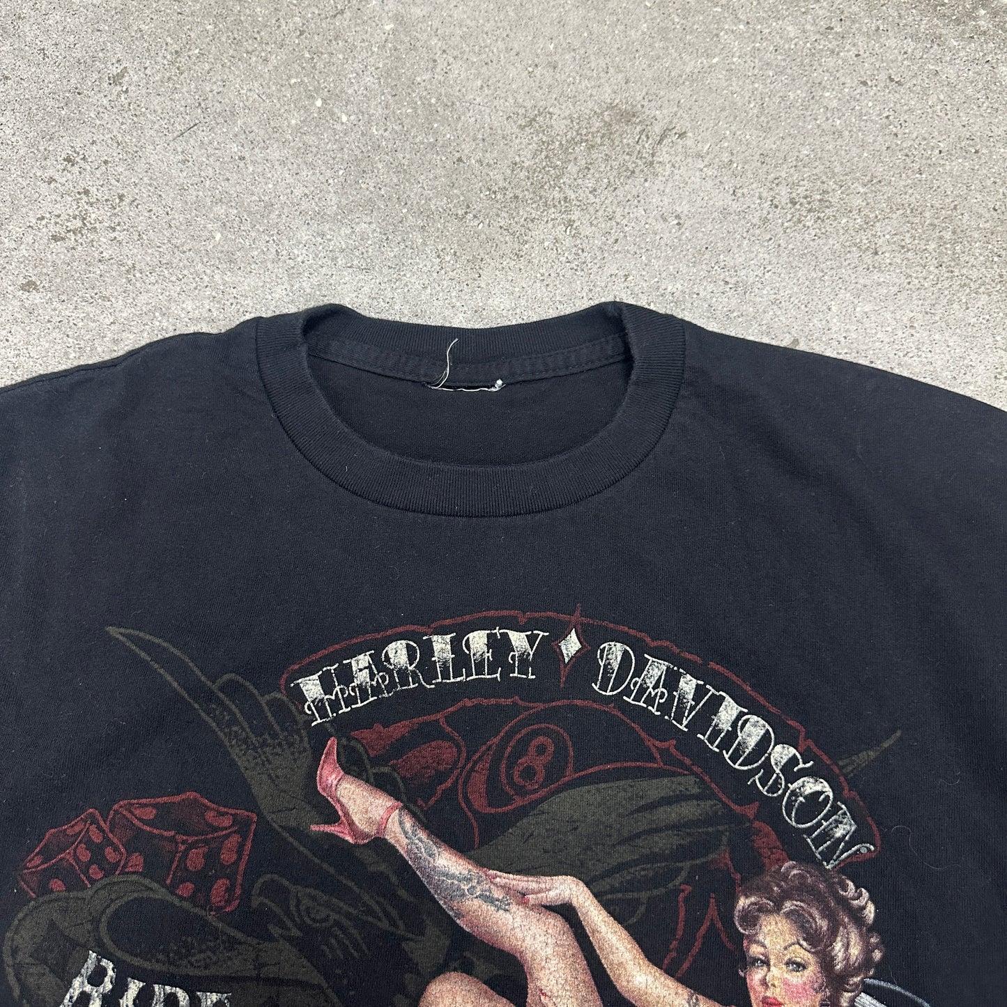 Harley Pin Up Girl Ride Hard Tee