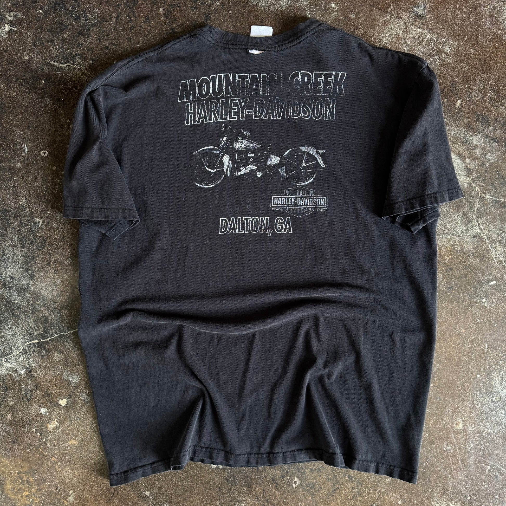 Y2K Harley Davidson Rushing Flame Skull Tee (XL)