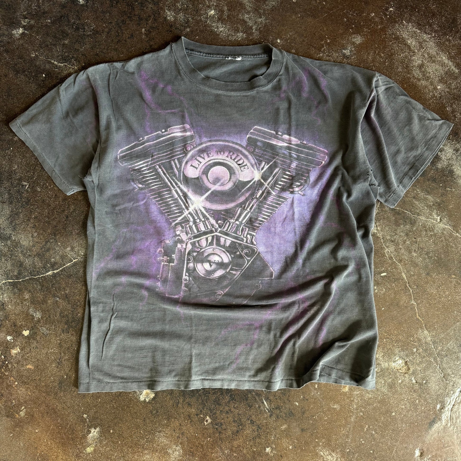 90’s V Twin Sun Faded Lightning AOP Tee (XL)