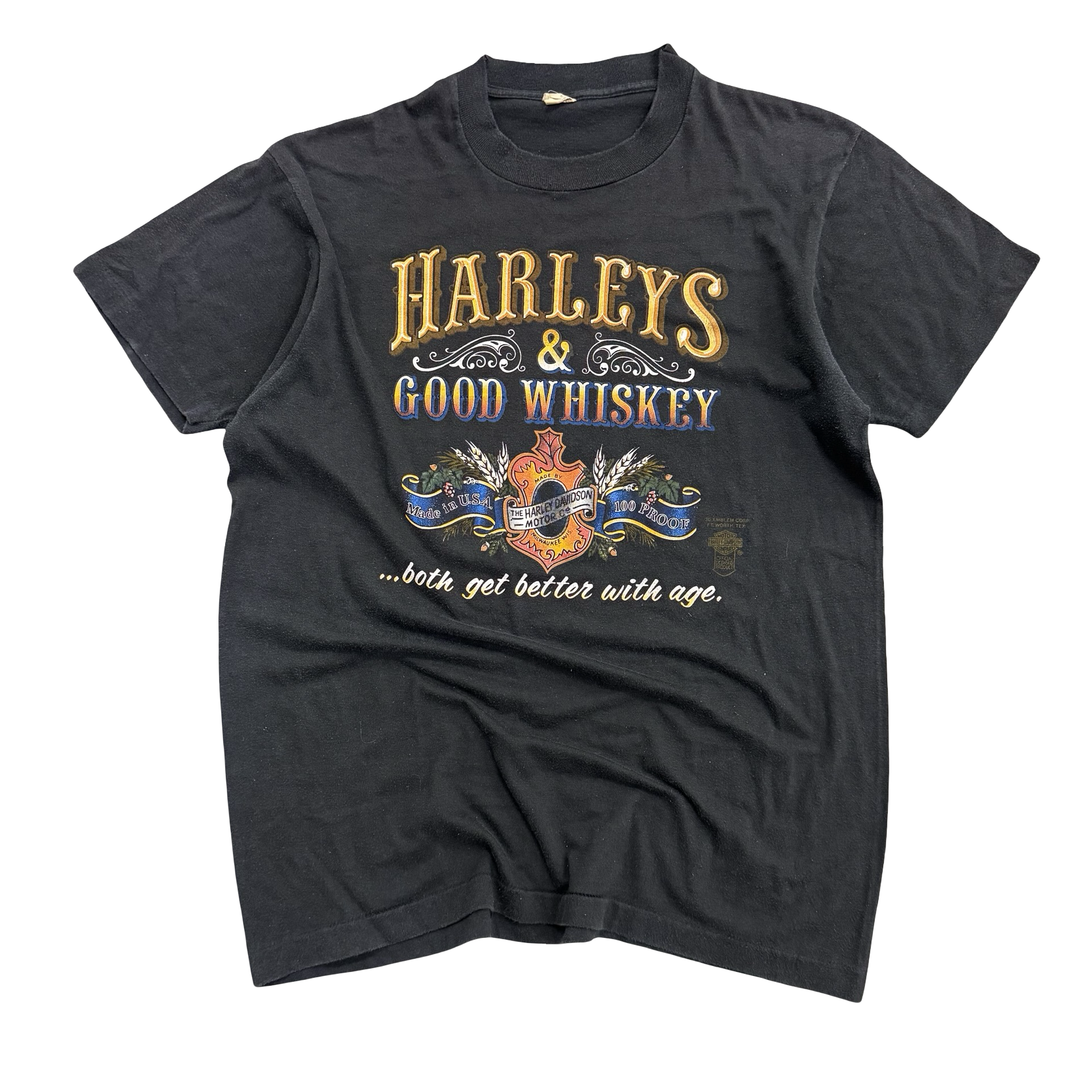 80’s Harley’s & Good Whiskey 3D Emblem Tee Size XL