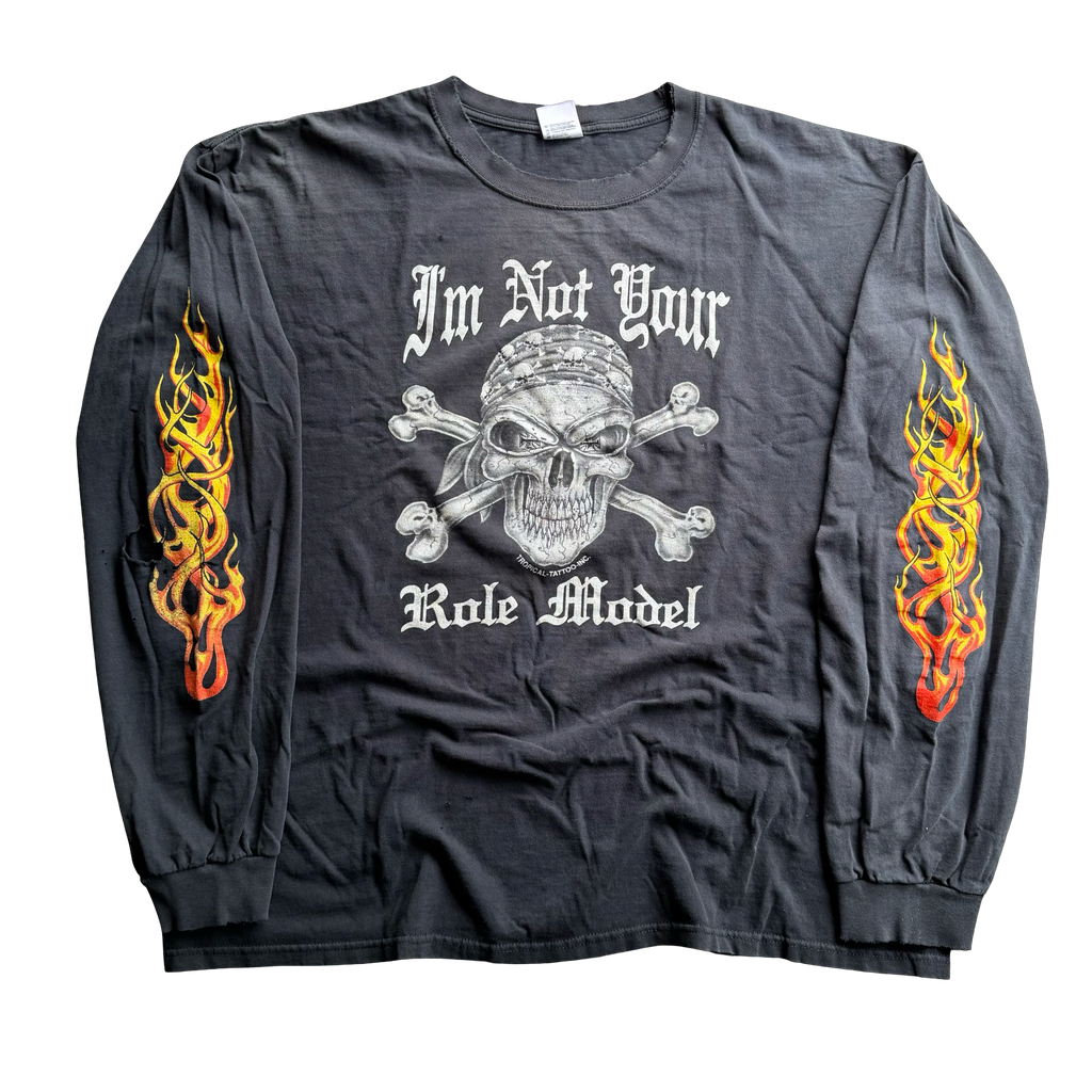 Y2K Flame Longsleeve “I’m not your role model” Tee Size XXL