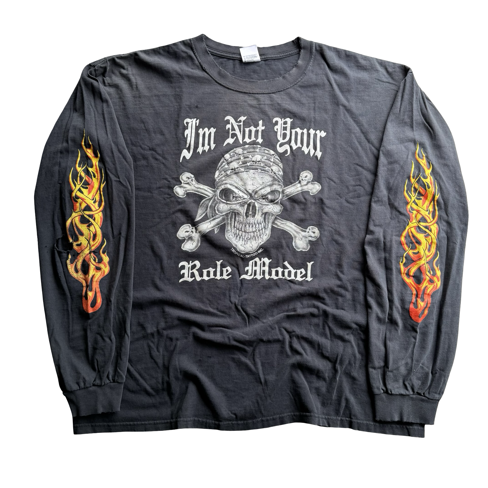 Y2K Flame Longsleeve “I’m not your role model” Tee Size XXL