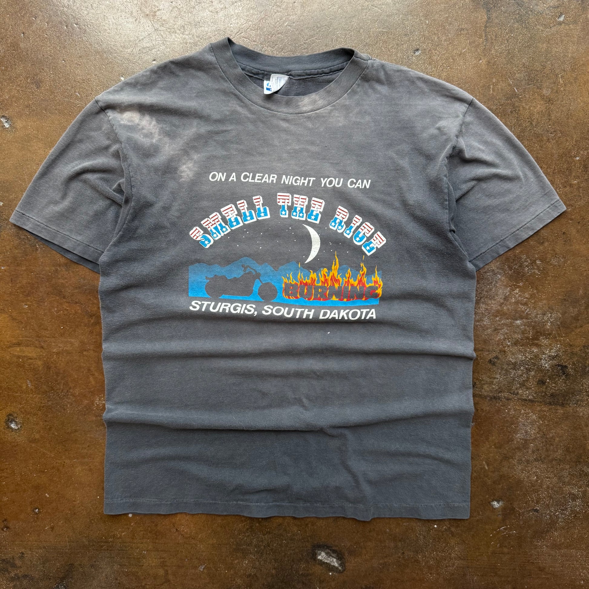 80’s Harley “Smell The Rice Burning” Sun Faded Tee (XL)
