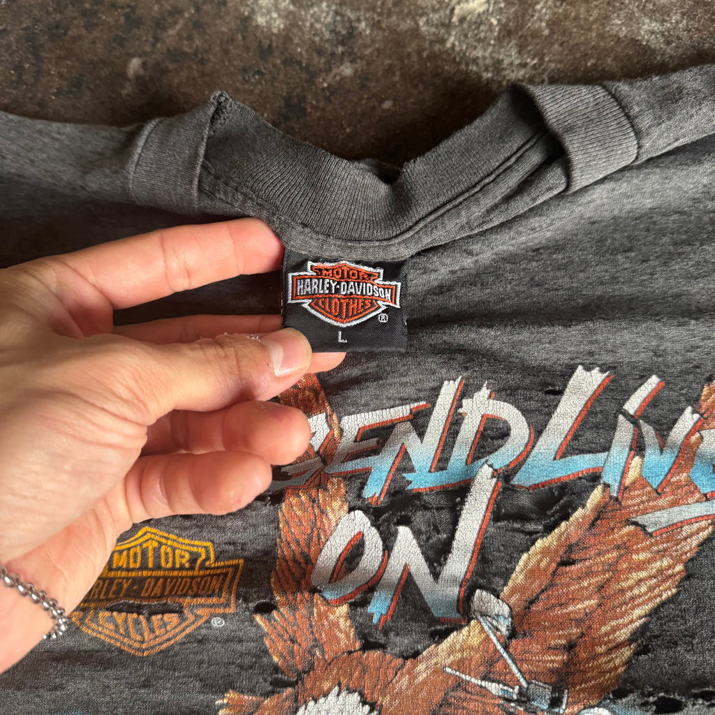 90’s Harley 3D Emblem Thrashed Tee (L)