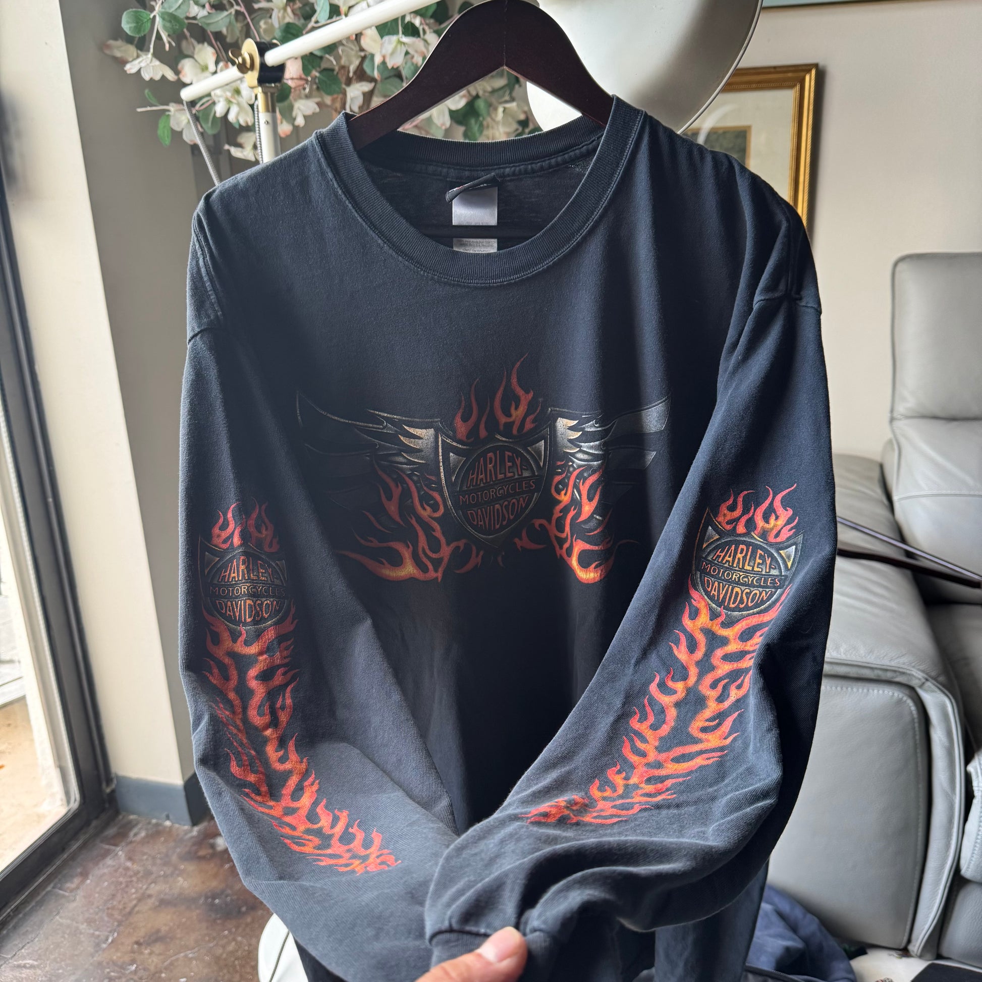 90’s Harley Davidson Flame Emblem Longsleeve Tee Size XL