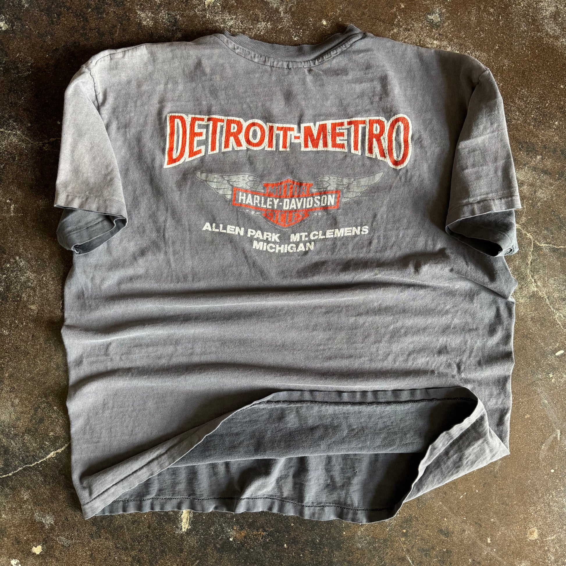 80’s Harley Emblem Detroit Faded Pocket Tee (XL)