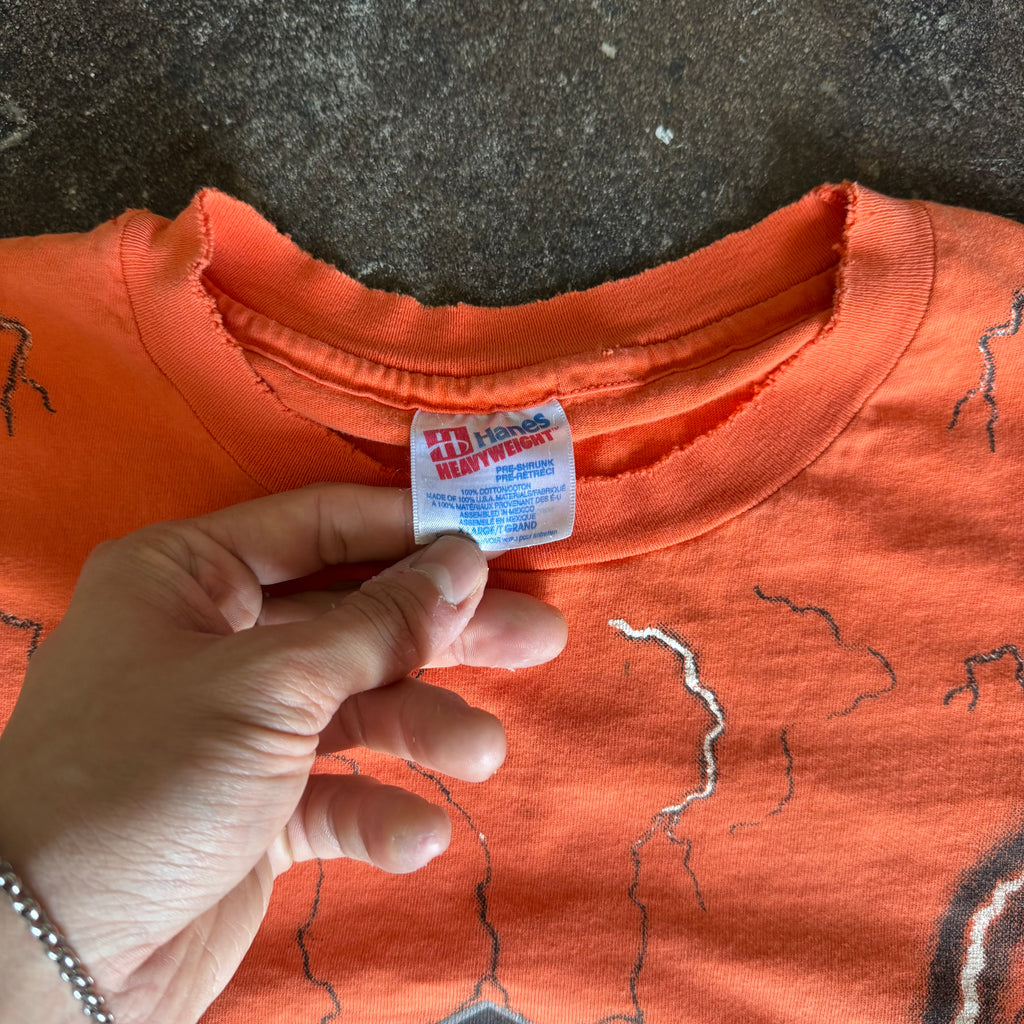 90's Harley Orange Lightning AOP Tee (XL)