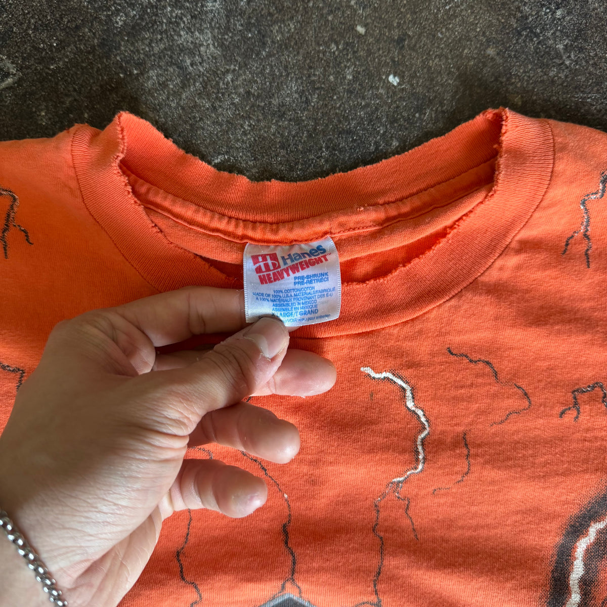 90's Harley Orange Lightning AOP Tee (XL)