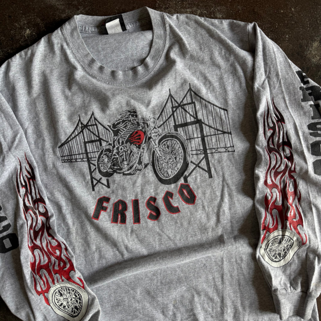 Y2K Frisco Choppers Skeleton Biker Flame Longsleeve (L)
