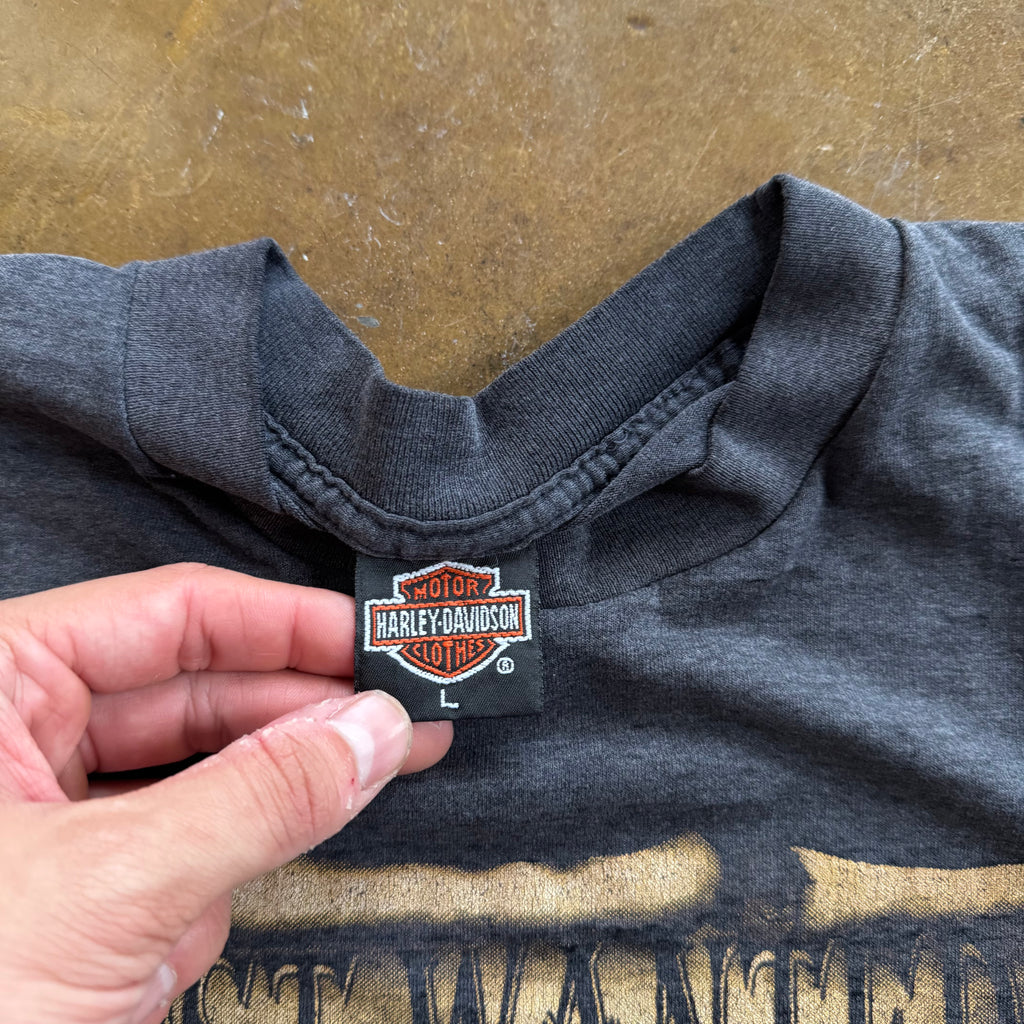 90's Harley 3D Emblem Most Wanted Cut-Off Tee (L)